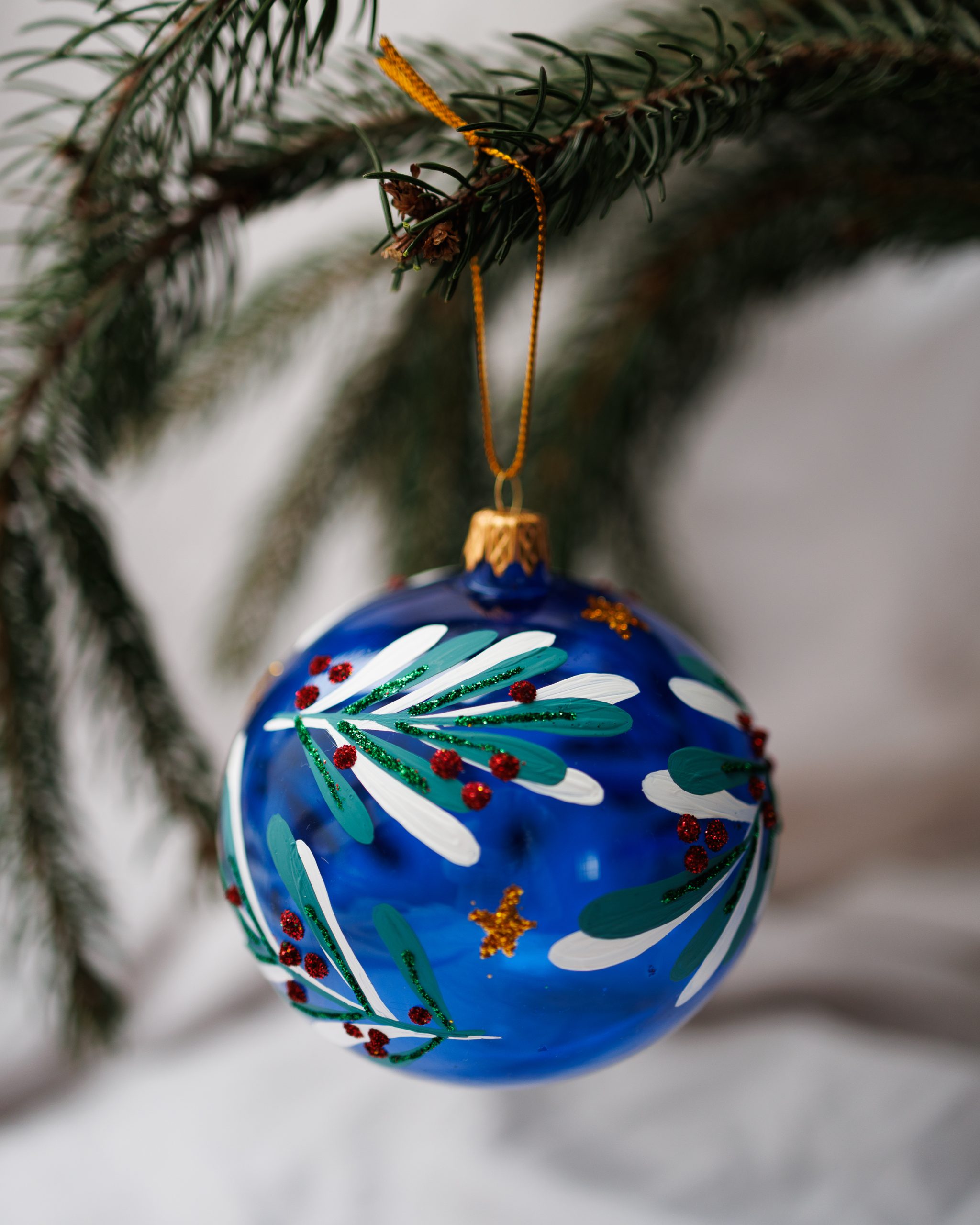 Bombka kobaltowa w gałązki 10cm