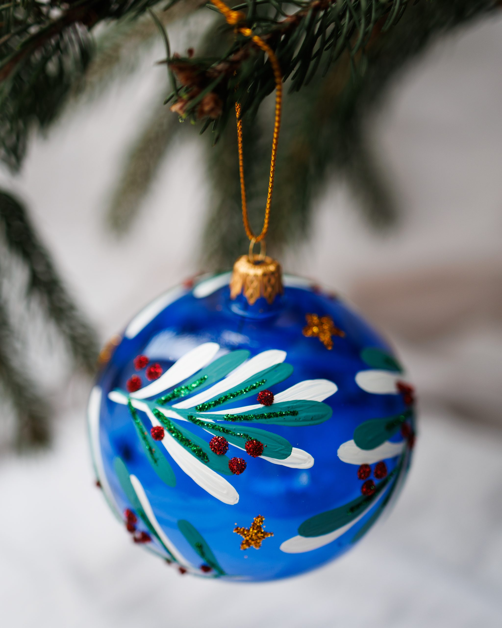 Bombka kobaltowa w gałązki 10cm - obrazek 2